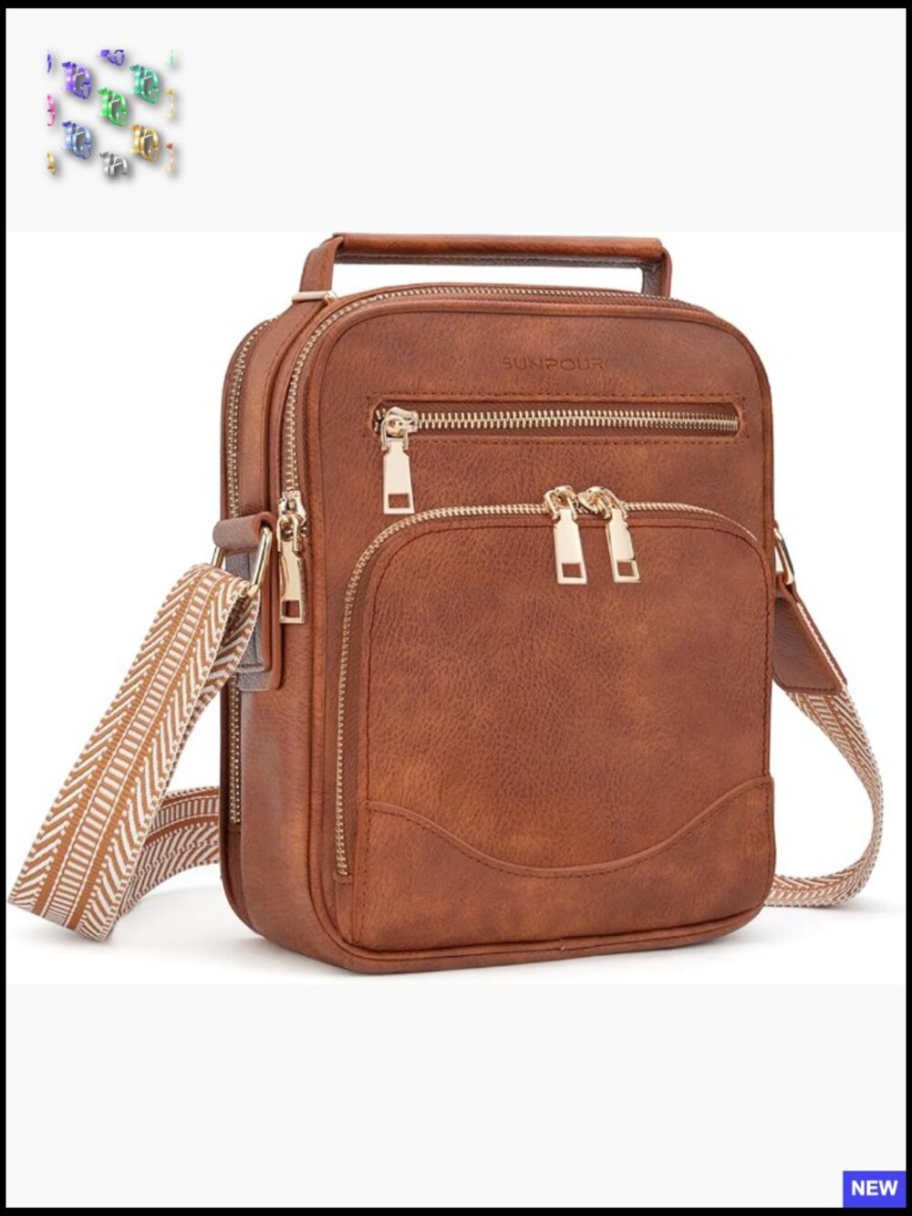 Vegan Leather Crossbody Bag Built-in Wallet RFID Multi-Pocket Travel Handbag